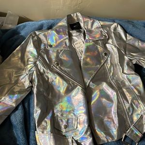 Metallic Silver leather jacket